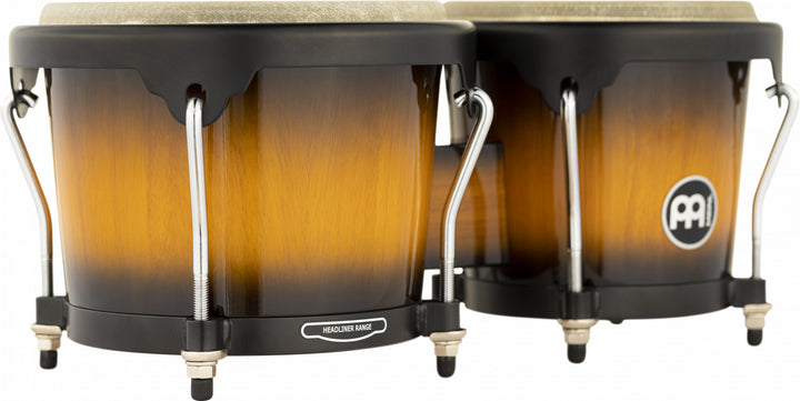 MEINL Percussion Headliner Series Wood Bongo 6 3/4" MACHO & 8" HEMBRA - Vintage Sunburst Badge