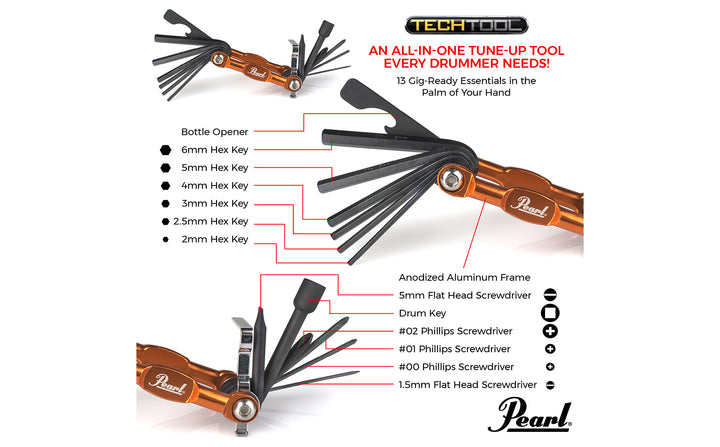 Pearl PTT13 TechTool- Drummers Multi Tool Specs