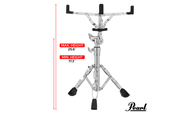 Fully adjustable Pearl S830 Snare Stand with a height range of 16.93” to 24.41”.