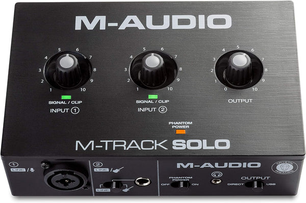 M-Audio M-Track Solo – USB Audio Interface for Recording, Streaming and Podcasting with XLR, Line and DI Inputs