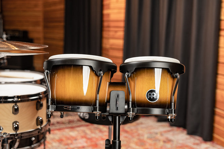 MEINL Percussion Headliner Series Wood Bongo 6 3/4" MACHO & 8" HEMBRA - Vintage Sunburst Lifestyle View