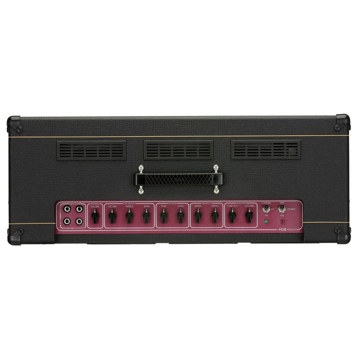 Vox AC30CH Custom tube amp head front panel with control knobs and input jacks.

