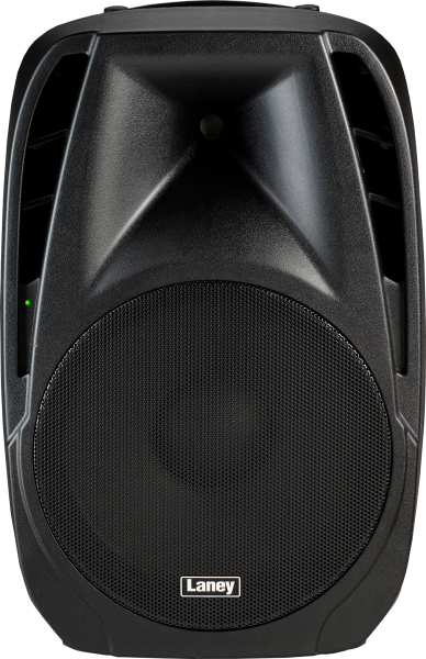 Laney AH115-G2 active speaker with rugged grille and large woofer.