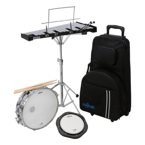 Majestic Snare drum glockenspiel & practice pad kit with trolley