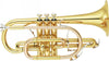 Yamaha YCR-8335 Bb Cornet front view with clear lacquer finish

