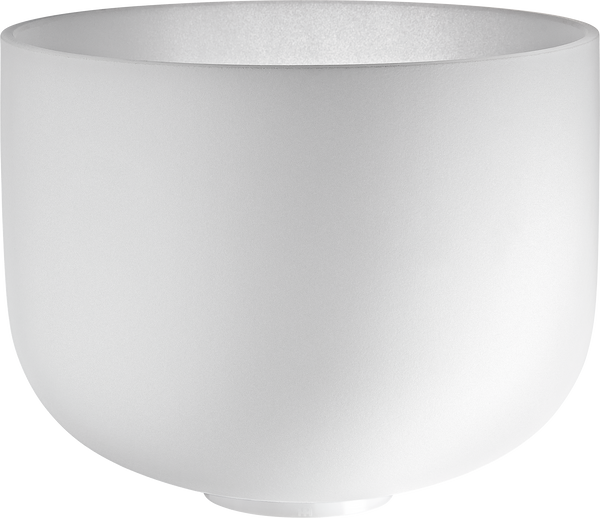 MEINL Sonic Energy 12-inch crystal singing bowl in white frost, tuned to B3 (440 Hz) for Crown Chakra healing.