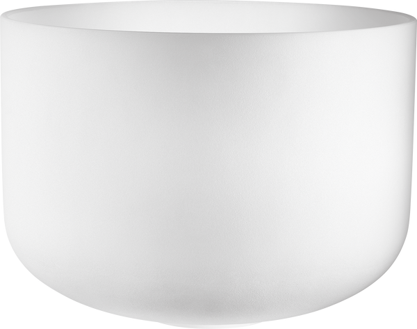 Meinl Sonic Energy 16" Quartz Crystal Singing Bowl (C3, 440 Hz) with a white-frosted finish and printed logo