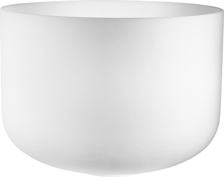 Meinl Sonic Energy 16" Quartz Crystal Singing Bowl (D3, 440 Hz) with a white-frosted finish and printed logo