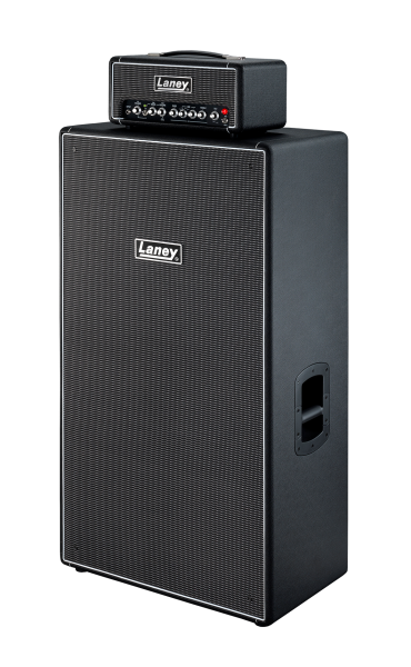 Laney DB500H in Use: Laney DB500H Bass Head paired with a bass cabinet for powerful stage performance.
