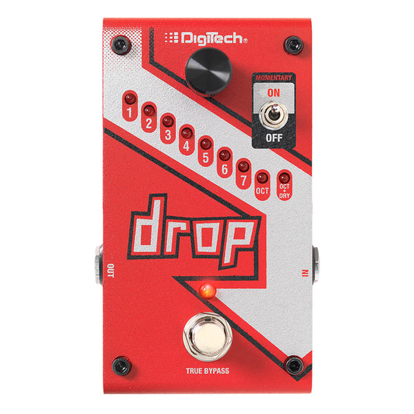 DigiTech Drop Polyphonic Tuning Pedal – Front View with Drop Arrow Graphics

