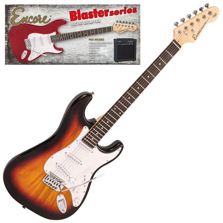 Encore Blaster E60 Electric Guitar Pack ~ Sunburst Guitar with Pack