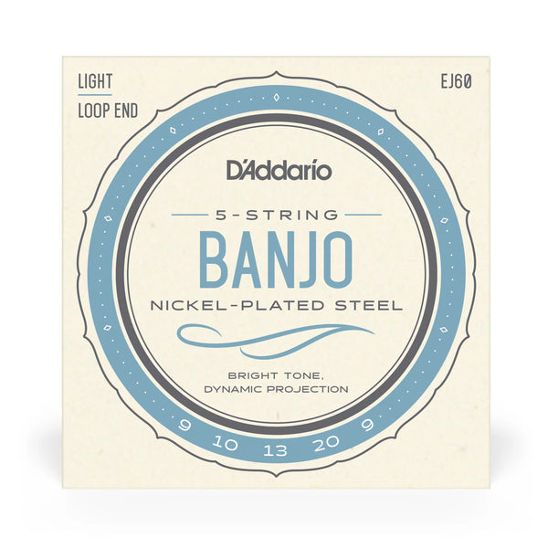 D'Addario EJ60 5-String Banjo Strings in packaging.