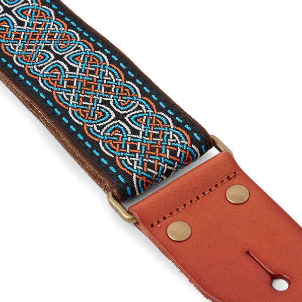 ISUZI GT-52 Suede Pattern Guitar Strap with Leather Ends and Brass Buckle