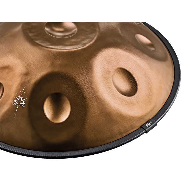 Close-up of the laser-etched logo and tuning on Meinl Sonic Energy Sensory Handpan