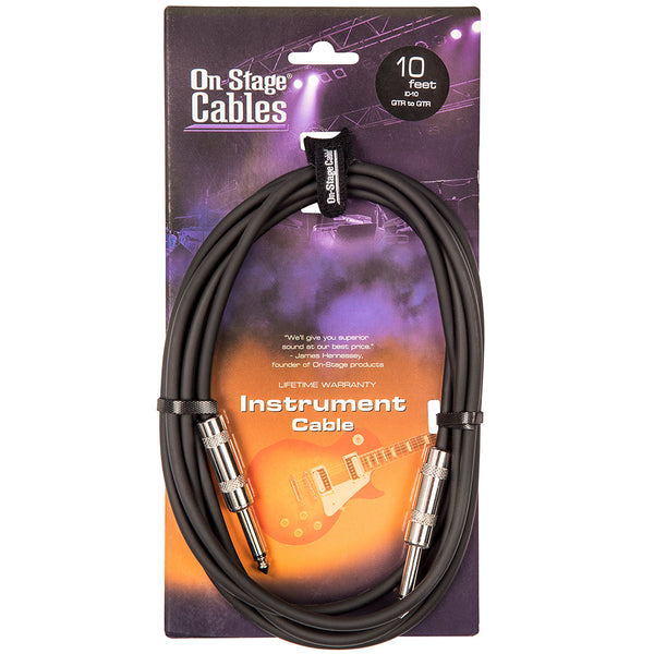 On-Stage Instrument Cable ~ 10ft/3m - High-Quality Jack to Jack Cable with Spiral Copper Shielding