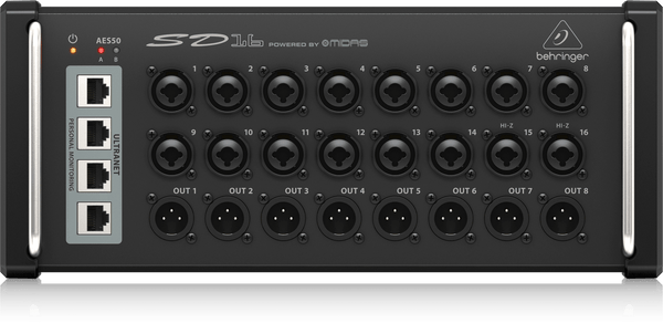 Behringer SD16 Digital Stage Box – 16 Midas Preamps, 8 Outputs, AES50 & Ultranet I/O Integration