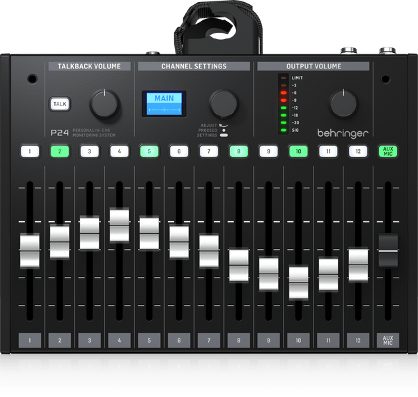 Behringer P24 Personal Monitor Mixer – 13 Stereo Channels with 60mm Faders and AES50/StageConnect Integration