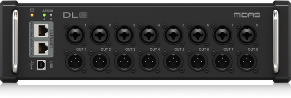 Midas DL8 Digital Stage Box – 8x8 I/O with Midas PRO Preamps, Dual AES50 & Powered Ultranet Outputs (PoE) (DL8)