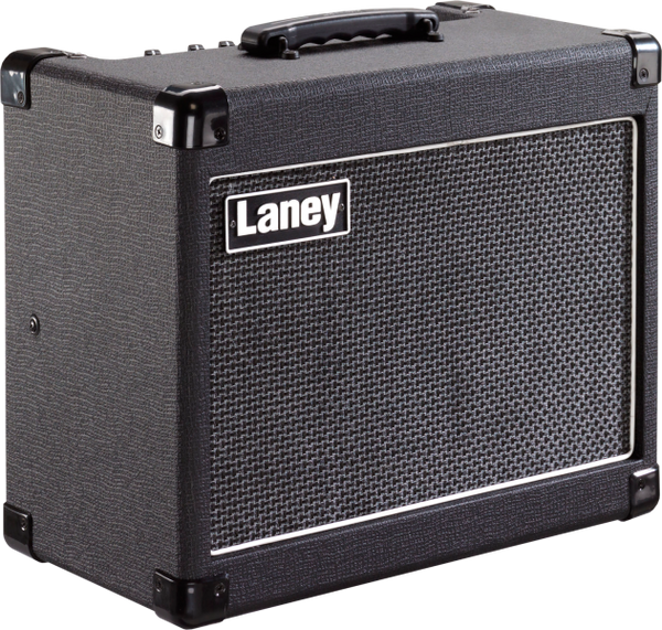 Laney LG20R guitar combo amp showing 8” speaker and EQ controls.
