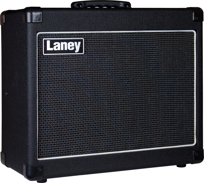 Laney LG35R front view highlighting the reverb and scoop switch for tonal customization.
