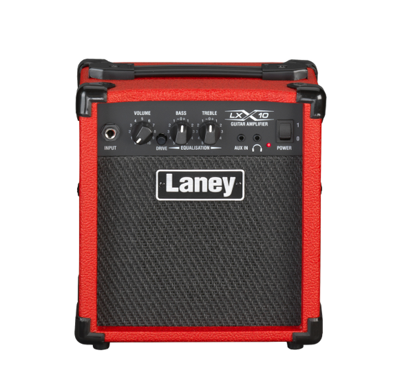 Laney LX10-RED 10W compact practice guitar amp with clean & drive channels.
