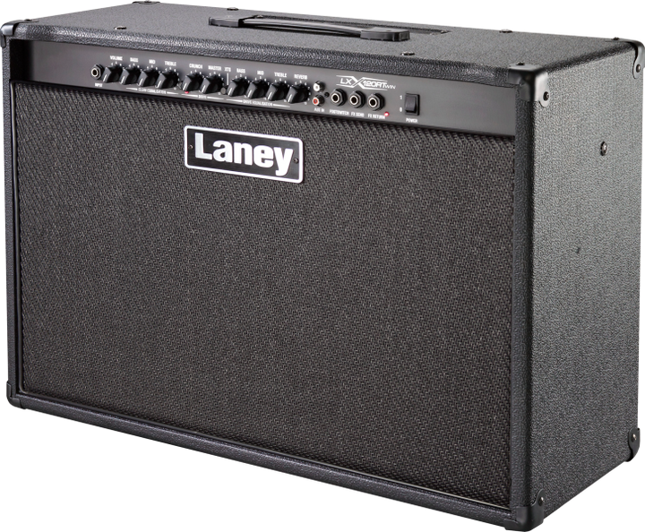 Laney LX120RT guitar combo amp with dual 12-inch HH speakers and XTS tone shaping controls.
