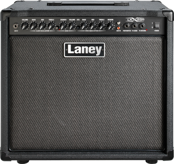 Laney LX65R guitar amp with 12” HH custom speaker, Clean & Drive channels, and XTS tone shaping.
