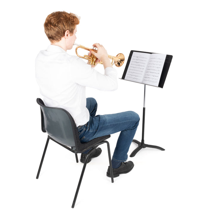 Concertino stand base showing welded steel construction