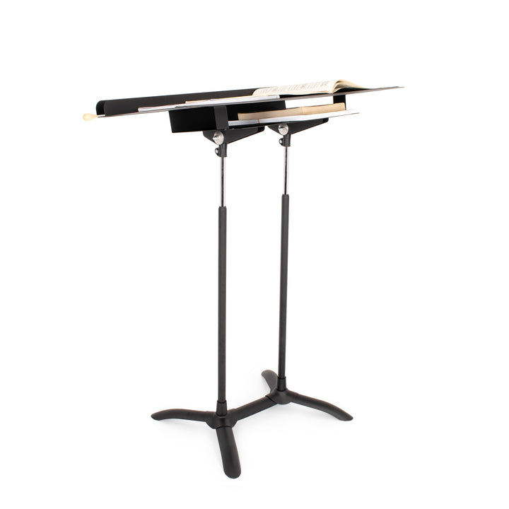 Portable Manhasset Conductor's Music Stand with Dual-Lip Shelf for Accessories
