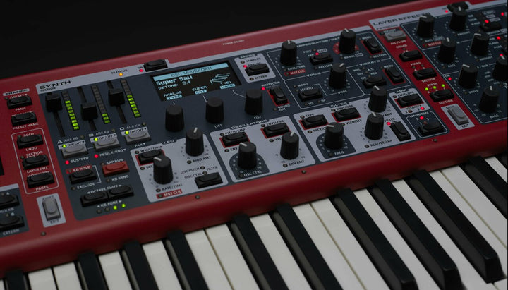 Nord Stage 4 88 synth section with three independent layers and advanced arpeggiator controls.
