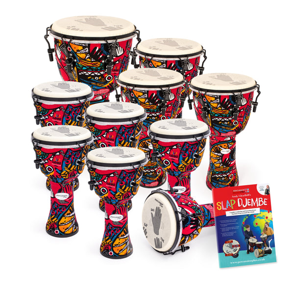 Percussion Plus Slap Djembe Pack - Mechanically Tuned ~ 10 Player Pack 