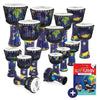 Percussion Plus World Slap Djembe Pre-Tuned Education Packs - 10 and 15 Player Sets for Group Music Lessons | 2024 Edition with Andy Gleadhillâ€™s Slap Djembe Book