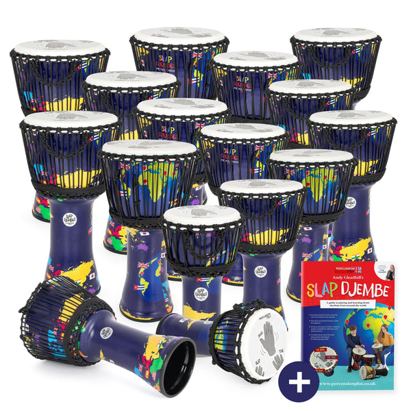 Percussion Plus World Slap Djembe Rope Tuned Education Packs for KS3 & KS4 - 12 and 16 Player Options | 2024 Edition with Andy Gleadhillâ€™s Slap Djembe Book