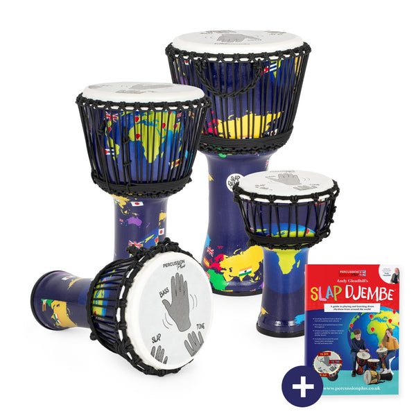 Percussion Plus World Slap Djembe mixed 4 pack - rope tuned