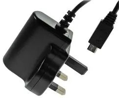 Power Pax 1A, Micro USB Mains Charger (Level VI) with built in Micro USB Lead (D shape)