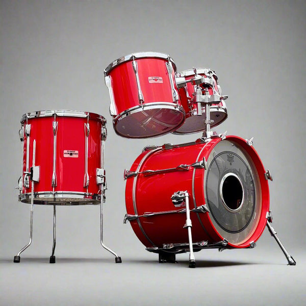 Pre-Owned Yamaha Recording Custom (9000) Hot Red Drum Kit - 18"x14" Bass Drum, 10"x8" Tom, 12"x10" Tom, 14"x14" Tom