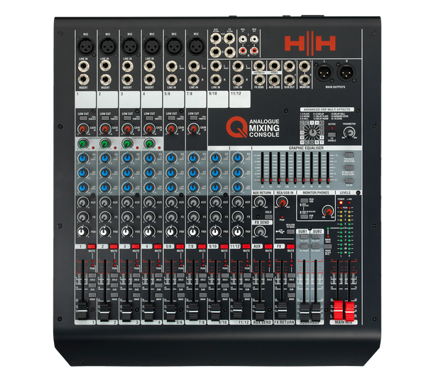 HH Q12FX Compact 12-Channel Analogue Mixing Console with USB and DSP Effects