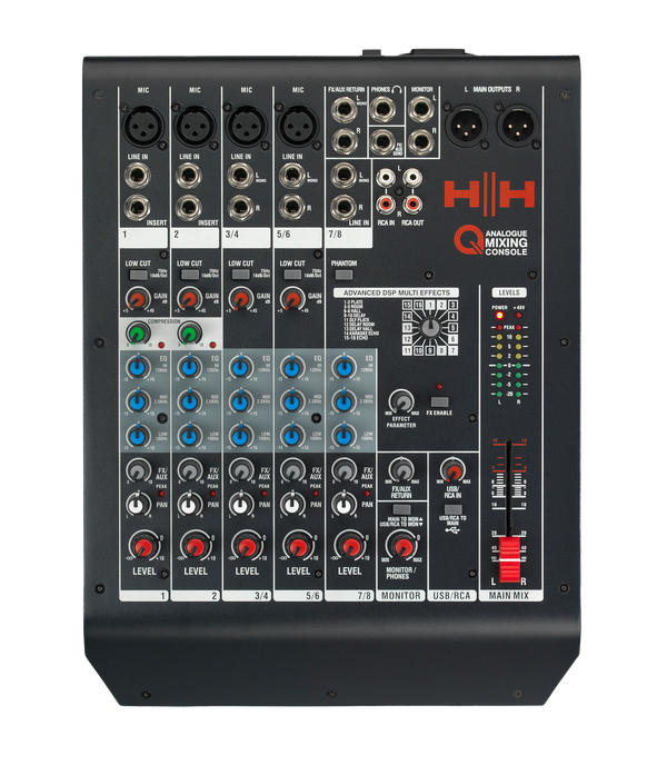 HH Q8FX Compact 8-Channel Analogue Mixing Console with USB and DSP Effects