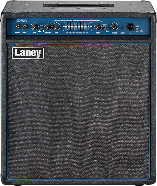 Front View – Laney RB4 bass guitar combo with 15” custom driver and high-frequency horn in black tolex.
