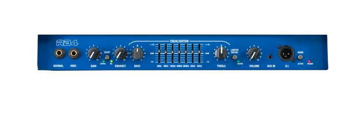 Top Control Panel – 7-band graphic EQ with onboard compressor and enhance control on the Laney RB4.
