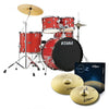 TAMA Stagestar 22" 5-Piece Drum Kit with Hardware & Zildjian Planet Z Cymbals – Candy Red Sparkle, Sea Blue Mist, Black Night Sparkle (ST52H5Z)