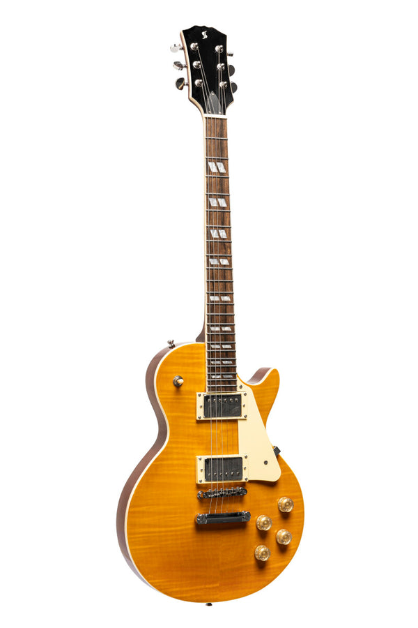 Stagg Deluxe Single-Cut – Mahogany & AAA Flamed Maple (Honey)