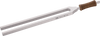 Close-up of handcrafted nickel-plated steel Binaural Therapy Tuning Fork 150 Hz