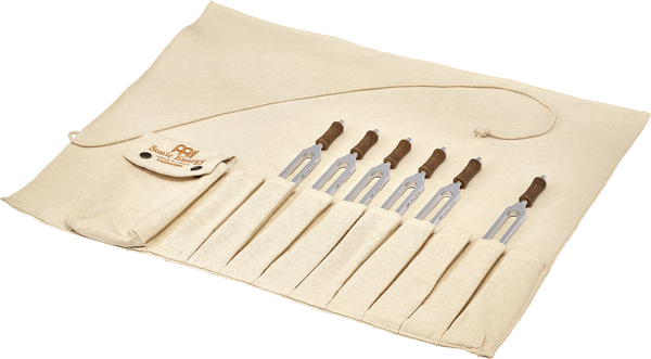 Meinl Sonic Energy 6-piece Binaural Therapy Tuning Fork Set - Includes Master Fork 128 Hz, Travel Bag, and High-Quality Nickel-Plated Steel Construction