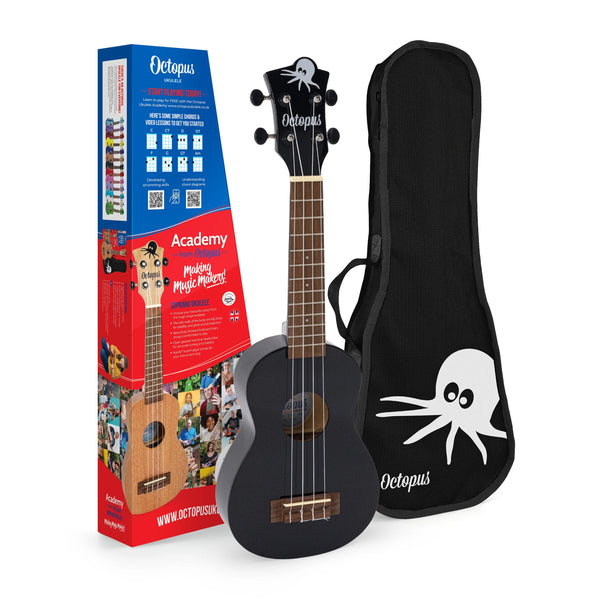 Octopus Academy soprano ukulele ~ Metallic black