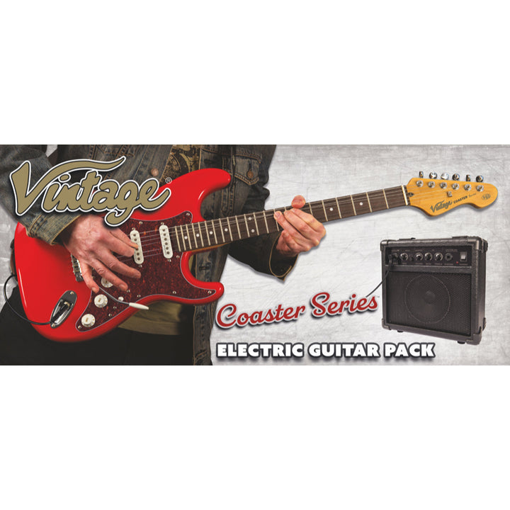 Vintage V60 Coaster Series Electric Guitar Pack ~ Left Hand Gloss Black