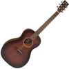 Vintage Statesboro' 'Parlour' Acoustic Guitar in Whisky Sour showcasing its mahogany construction and intricate rosette.
