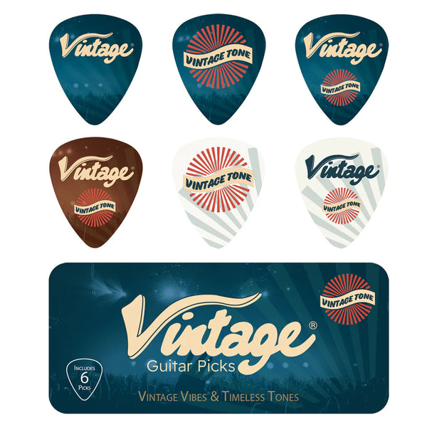 Vintage Pick Tin – 6 Guitar Picks (VPT06)
