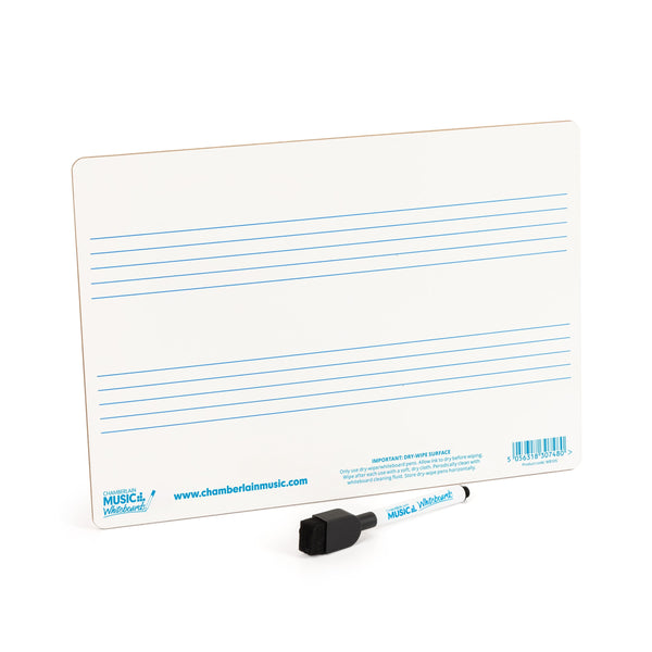 A4 mini dry-wipe music whiteboard with 2 pre-printed staves