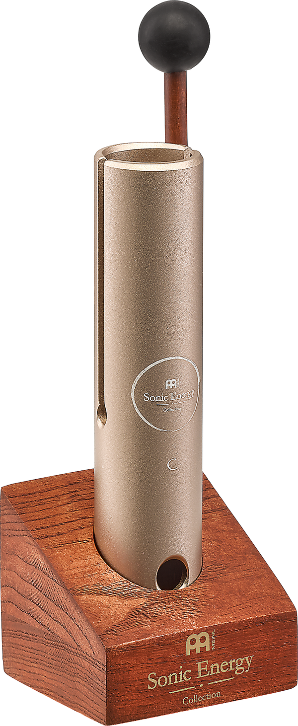 Meinl Sonic Energy Wah-Wah Tube C6 in champagne gold with mallet and thumb-operated Wah-Wah hole